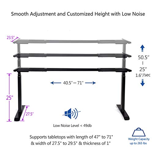 Toolsempire Dual Motor Electric Height Adjustable Standing Desk Frame Sit to Stand Table Base Ergonomic Stand up Riser with Memory Controller (Black Frame)