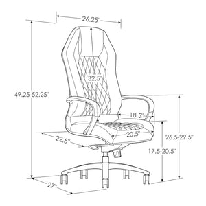 Zuri Furniture Modern Ergonomic Sterling Genuine Leather Executive Chair - Dark Grey