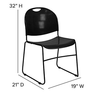 Flash Furniture Stack Chair 5 Pack - 880 lb. Capacity - Black Ultra-Compact - Powder Coated Frame