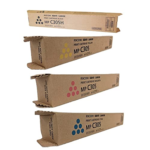 MP C305 Genuine Savin Toner Value Pack, Black, Cyan, Magenta and Yellow