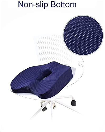 SMSOM Memory Foam Seat Cushion and Lumbar Back Support Pillow - Blue