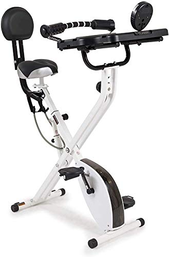 FitDesk Bike Desk 3.0 - Fully Adjustable Folding Stationary Exercise Bicycle Machine with Massage Bar & Work Out Bands - Magnetic Cycle for Indoor Use - with Built-in Tablet Holder for Home & Office