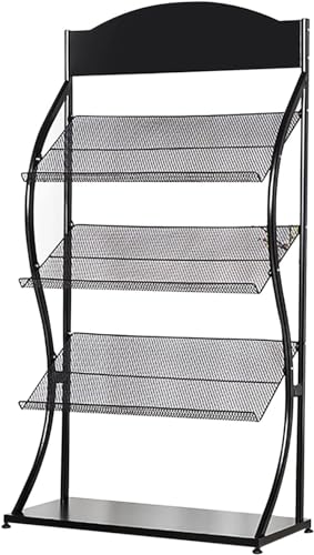 EkiDaz Magazine Rack Floor Standing Metal Display Stand - Black