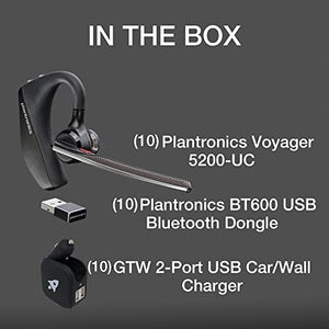 Global Teck Worldwide Poly Plantronics Voyager 5200 UC Bluetooth Headset Bundle - Pack of 10