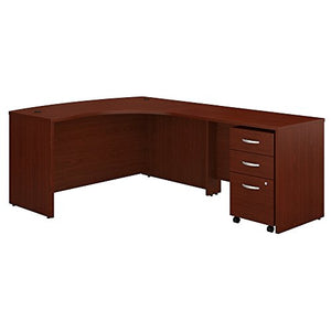 Bush Business Furniture Series C Right Handed L Shaped Desk with Mobile File Cabinet in Mahogany