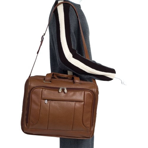 McKlein, S Series, River WEST, Pebble Grain Calfskin Leather, 15" Leather Fly-Through Checkpoint-Friendly Laptop Briefcase, Brown (15714)