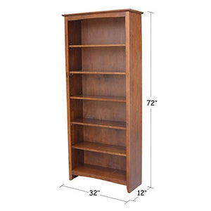 IC International Concepts Shaker Bookcase, 72-Inch