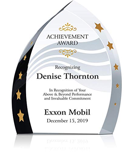Custom Engraved Crystal Ignite Achievement Award Plaque, Unique Personalized Crystal Corporate Employee Recognition Award Trophy (L - 9")