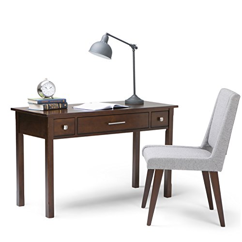 SIMPLIHOME Avalon SOLID WOOD Contemporary Modern 47 inch Wide Home Office Desk, Writing Table, Workstation, Study Table Furniture in Dark Tobacco Brown with 2 Drawerss