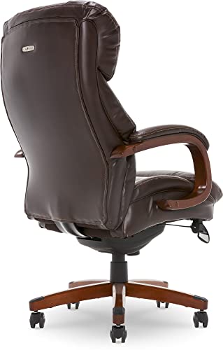 La-Z-Boy Fairmont Big and Tall Executive Office Chair with Memory Foam Cushions, High-Back, Bonded Leather - Biscuit Brown