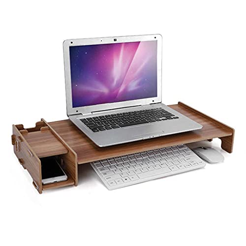 YFSDX Wooden Computer Monitor Stand Riser Desktop Storage Shelf Laptop Stand Organizer Monitor Holder for Home Office Supplies