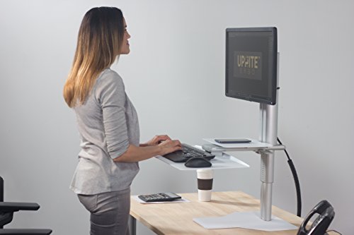Uprite Ergo Sit2Stand Desktop Height Adjustable Workstation - Single Monitor - Silver/White