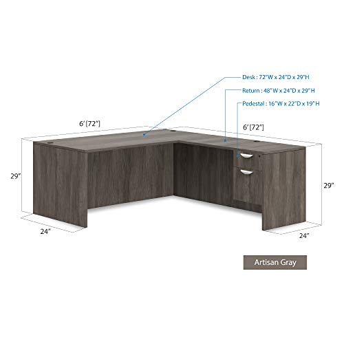 G GOF Double 4 Person Workstation Cubicle (12'D x 12'W) - Desk Only, Artisan Grey