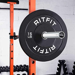 RitFit 2 Inch Olympic Weight Plate, Bumper Plates With Steel Insert, Olympic Barbell Weight Plates for Gym and Home, Single, Pair and Sets（45LB, Pair)