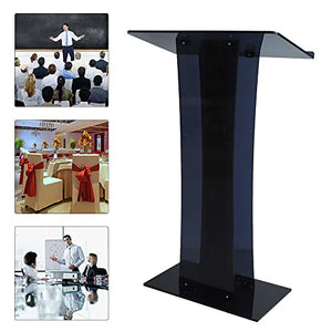 None Black Acrylic Podium Stand for Churches, Portable Lecterns & Pulpits