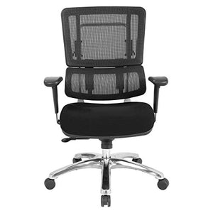 Office Star Pro X996 Manager's Office Chair with Lumbar Support, Black Mesh Back, Aluminum Base