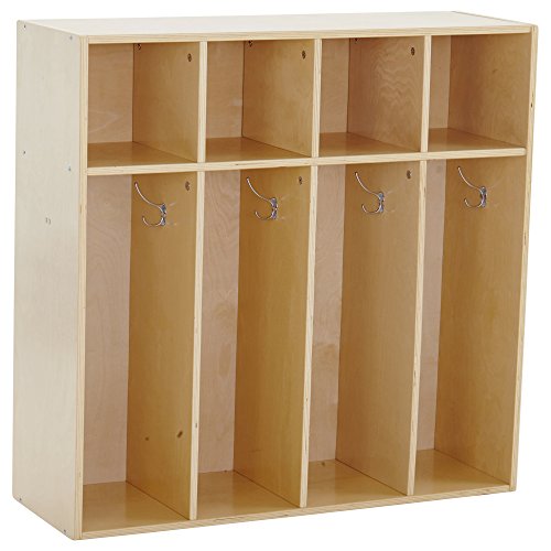 ECR4Kids Birch Streamline Classroom Locker - Hardwood Coat & Backpack Storage for Kids - 4-Section, Toddler (36" H)
