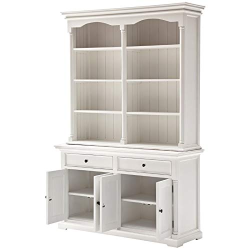 Beaumont Lane Modern Wood Storage Cabinet with Hutch/Bookcases in Pure White