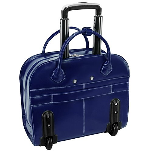 McKlein Granville, Top Grain Cowhide Leather, 15" Wheeled Ladies' Laptop Briefcase, Navy (96147A)