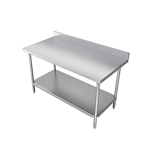 Economy Work Table, Stainless Steel Under Shelf, 2" Backsplash, 96 (L) X 30 (W) X 36 (H) Over All