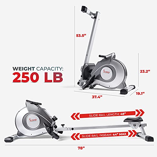 Sunny Health & Fitness Magnetic Rowing Machine Rower with LCD Monitor