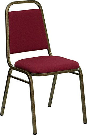 LIVING TRENDS Marvelius Trapezoidal Banquet Chair 20 Pack - Burgundy Fabric, Gold Vein Frame