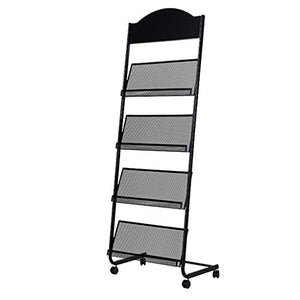 None Literature Display Rack, Floor-Standing Newspaper Display Rack for Brochures - Trade, Exhibition, Reception, Office