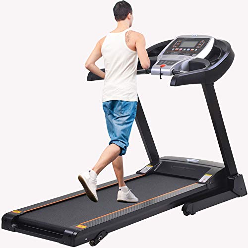 ANCHEER Treadmill for Home, Fitness Electric Folding Treadmill for Running and Walking,Portable Motorized Exercise Treadmill with Manual Incline, Bluetooth Speaker and LCD Display,App Control,Black