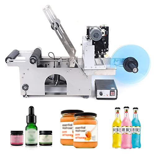 Mgorgeous Manual Round Bottle Labeling Machine 20-40pcs/min Adjustable Labeler Label Applicator Machine Label Dispenser for Glass Plastic Metal Bottles