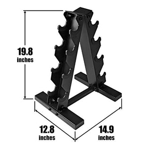 CAP Barbell Rubber Coated Hex Dumbbell Set Non-Slip Hex Shape for Muscle Toning, Strength Building, Weight Loss - Multiple Choices Available (c. 5-20Lb Dumbbell Set with A Frame Rack)