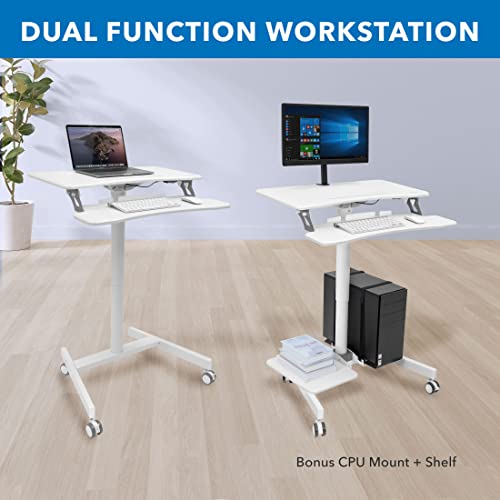 Mount-It! Mobile Computer Cart with Height Adjustment and Storage Area