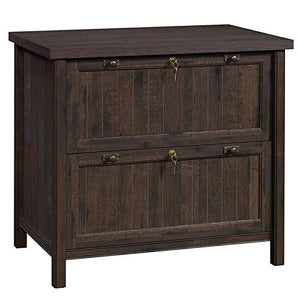 Home Square 2-Piece Set: Lateral File Cabinet & Bookcase Hutch in Coffee Oak