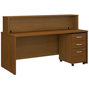 Bush Business Furniture Series C 72W x 30D Reception Desk with Mobile File Cabinet in Warm Oak