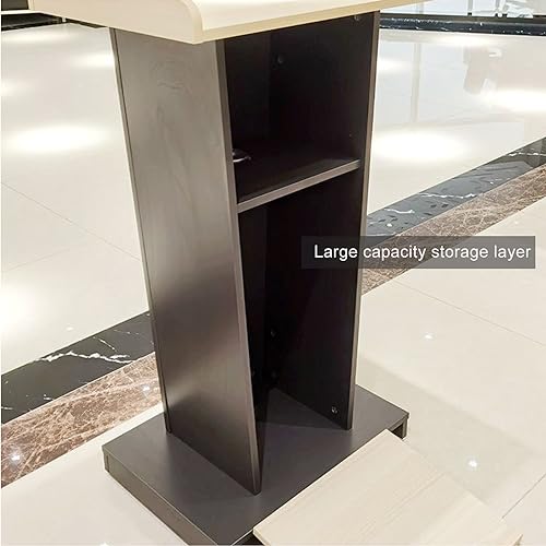 YUZES Wood Lectern Podium Stand with Storage Shelf