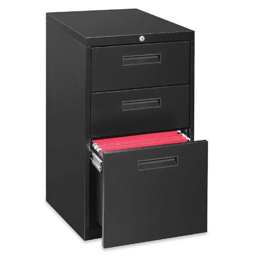 Lorell 1-Divider Mobile Pedestal, Box/Box/File, 15 by 22 by 27-3/4-Inch, Black