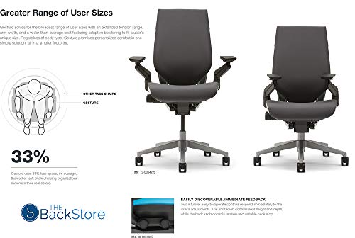 Steelcase Gesture Office Desk Chair with Headrest in Elmosoft Espresso Leather - Platinum Frame