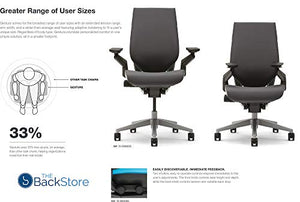 Steelcase Gesture Office Desk Chair with Headrest in Elmosoft Genuine Mica L114 Leather - High Black Frame