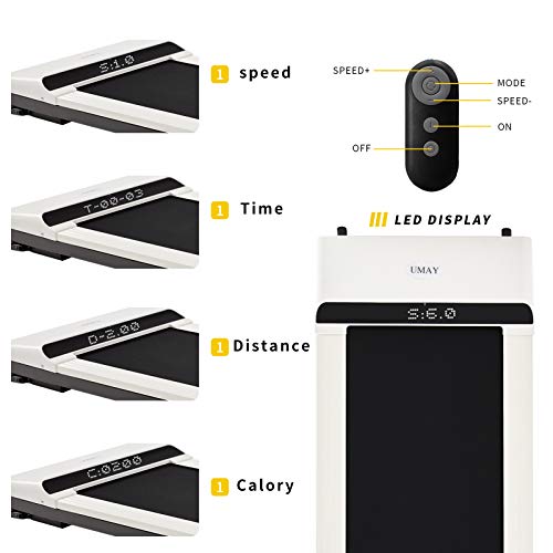 UMAY Portable Treadmill with Foldable Wheels, Under Desk Walking Pad Flat Slim Treadmill, Sports App, Installation-Free, Remote Control, Jogging Running Machine for Home/Office
