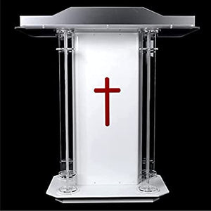 ZEELYDE Acrylic Lectern Podium Stand White - Christian Chanting & Priest's Oath Station