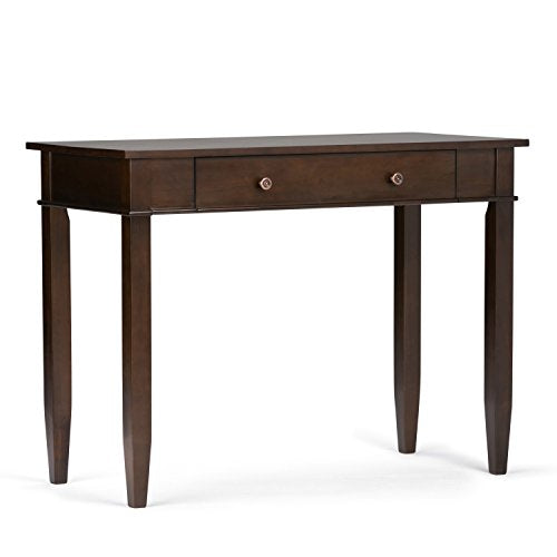 SIMPLIHOME Carlton SOLID WOOD Contemporary Modern 42 inch Wide Home Office Desk, Writing Table, Workstation, Study Table Furniture in Dark Tobacco Brown with 1 Drawer