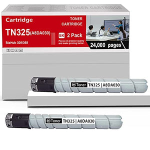 2 Pack TN325 | A8DA030 Black Compatible Toner Cartridge Replacement for Konica Minolta bizhub 308/368 Printer Toner Cartridge(24000 Yield).