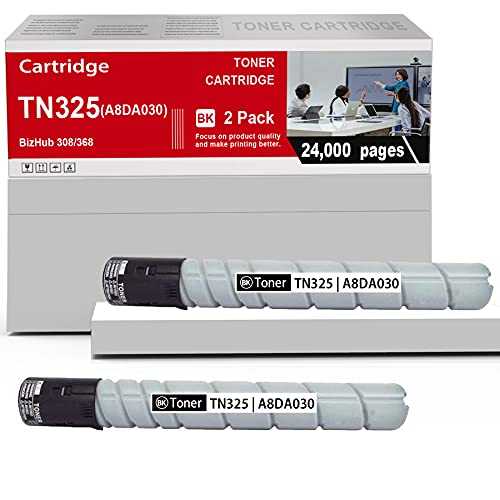 2 Pack TN325 | A8DA030 Black Compatible Toner Cartridge Replacement for Konica Minolta bizhub 308/368 Printer Toner Cartridge(24000 Yield).