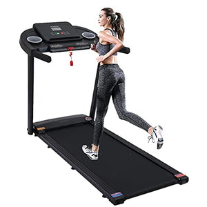 Folding 3 Manual Incline 500LB Weight-Capacity Smart Treadmill, Easy Assembly Electric Motorized Running Machine for Home Use with LCD Screen/Magnetic Float Safety Lock (Black-2.5HP)