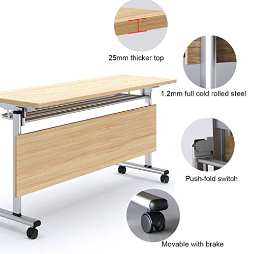 Foldable Meeting Table Set of 3 with Modesty and Lockable Wheels