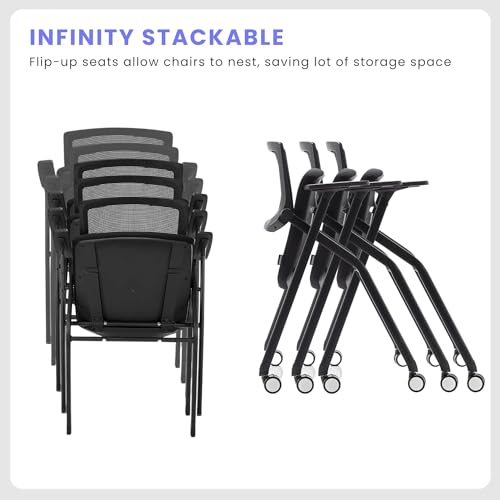 BROBRIYO Stackable Conference Room Chairs with Wheels and Paddle - 20 Pack