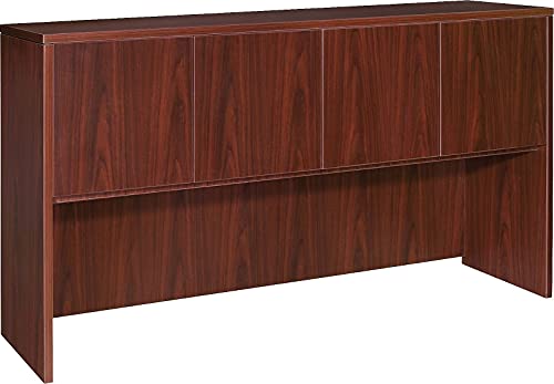 Lorell 69383 Mahogany Hutch with Doors, 66" x 15" x 36