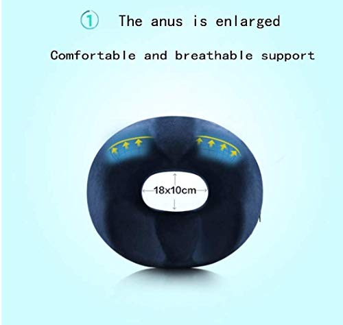 Memory Foam Seat Cushion for Back, Coccyx, & Tailbone Pain Relief - Blue