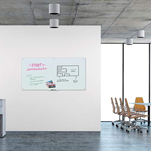 U Brands 3973U0001 Magnetic Glass Dry Erase Board Value Pack, 72 X 36, White