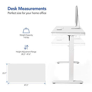 FLEXISPOT Comhar Electric Standing Desk with White Cabinet, Height Adjustable 48" - White Top + Frame