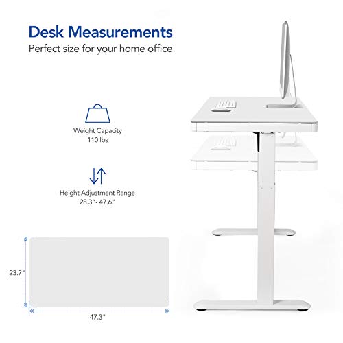 FLEXISPOT Comhar Electric Standing Desk with White Cabinet, Height Adjustable 48" - White Top + Frame